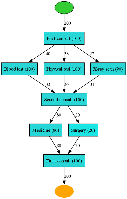 Heuristic net of patient pathways