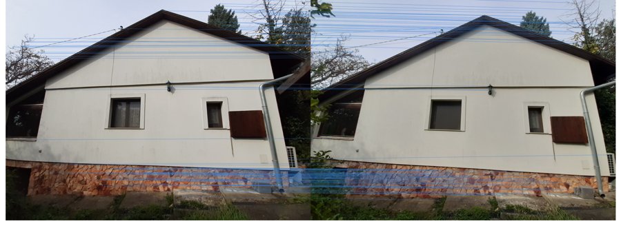 SIFT matches between two photos of a house